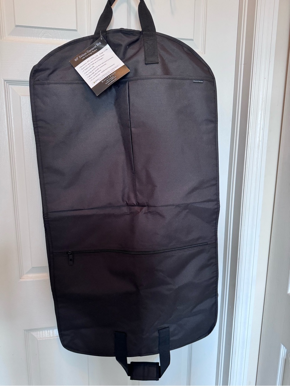 WallyBagsMen's Black Garment Bag - Travel Suit Carrier